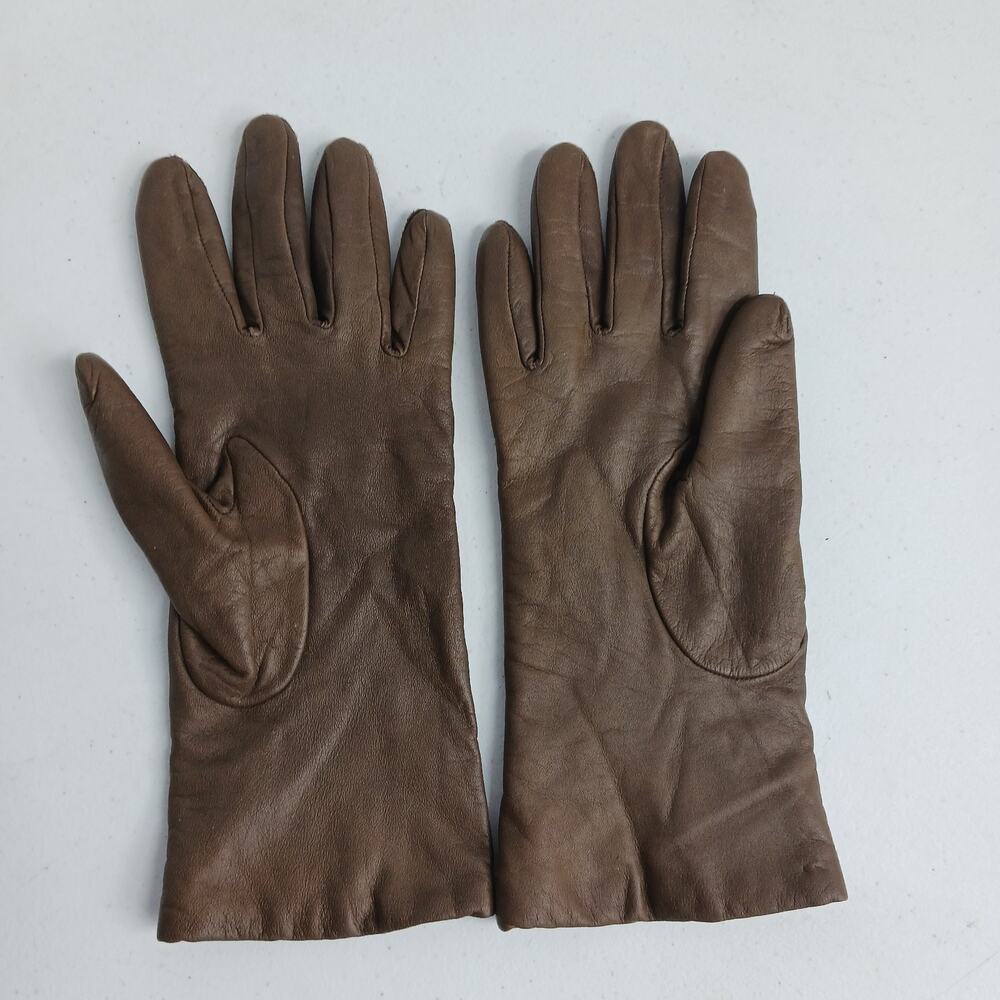 Gloves Womens Dress Cashmere Silk Size 7.5 Grandoe Brown Lined So Soft Old Money - Picture 2 of 4